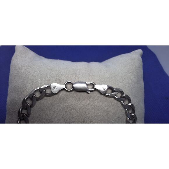 Solid Italian 925 Sterling Silver Curb Chain Bracelet- 7 Inch- Excellent! - Picture 3 of 5